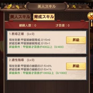 日替わり内室 才芸値 育成スキル