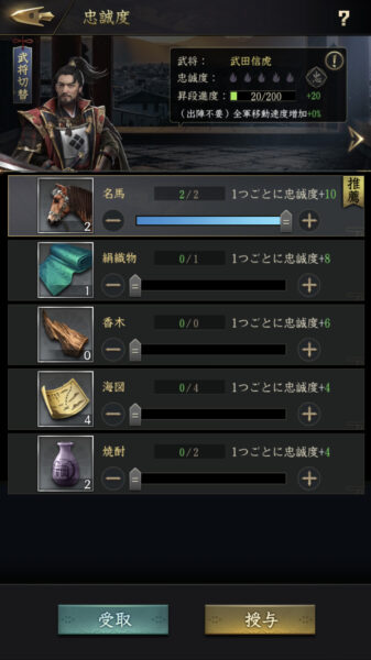 【獅子の如く】忠誠度
