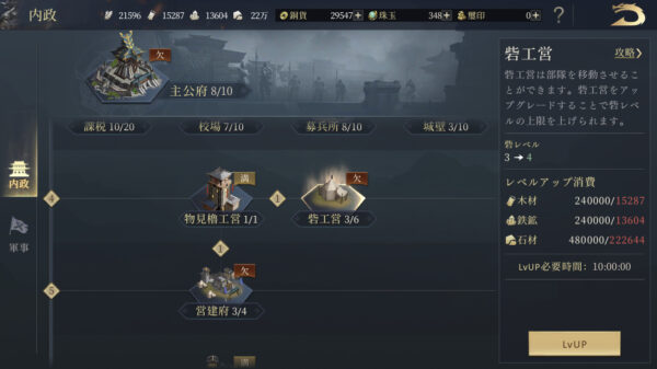 【今三国志】砦のレベル