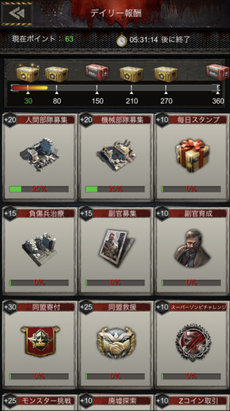 【Age of Z】デイリー報酬