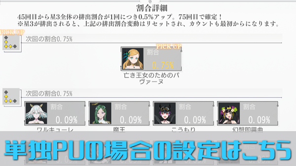 タクトオーパス ガチャ 排出割合 単独ピックアップ 亡き王女のためのパヴァーヌ